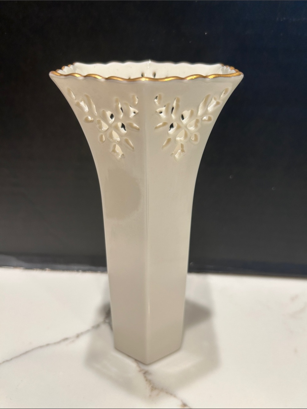 Vintage 7" Lenox Shelburne Pierced Porcelain Bud Vase